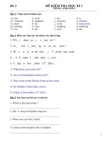 Bài kiểm tra HKI tiếng anh lớp 5 