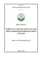 Nghiên cứu phương pháp tạo tiểu phân liposom   doxorubicin kích cỡ nano