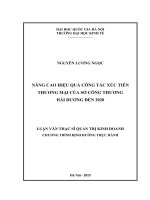 Nâng cao hiệu quả công tác xúc tiến thương mại của sở công thương hải dương đến 2020 luận văn ths 