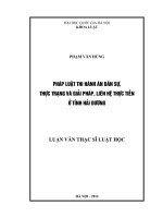 Pháp luật thi hành án dân sự, thực trạng và giải pháp, liên hệ thực tiễn ở tỉnh hải dương  luận văn ths  luật