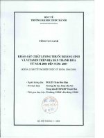 Khảo sát chất lượng thuốc kháng sinh và vitamin trên địa bàn thanh hóa từ năm 2003 dến năm 2007