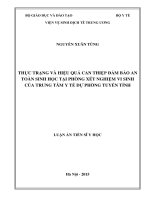 Thực trạng và hiệu quả can thiệp đảm bảo an toàn sinh học tại phòng xét nghiệm vi sinh của trung tâm y tế dự phòng tuyến tỉnh.