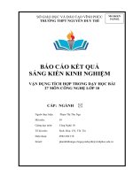 SKKN vận DỤNG TÍCH hợp TRONG dạy học bài 27 môn CÔNG NGHỆ lớp 10