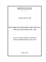 Hoàn thiện quy hoạch phát triển nhân lực tỉnh lào cai giai đoạn 2011   2020 