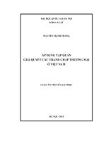Áp dụng tập quán giải quyết các tranh chấp thương mại ở việt nam  luận án TS  luật