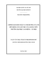 Chính sách đãi ngộ và ảnh hưởng của nó đến động cơ làm việc của giảng viên trường đại học lao động   xã hội 