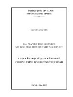 Giải pháp huy động nguồn lực xây dựng nông thôn mới ở việt nam hiện nay  luận văn ths 