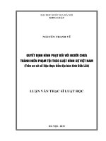 Quyết định hình phạt đối với người chưa thành niên phạm tội theo luật hình sự việt nam (trên cơ sở số liệu thực tiễn địa bàn tỉnh đắk lắk)  luận văn ths  luật