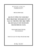 Quản lý công tác giáo dục hòa nhập học sinh khuyết tật tại các trường tiểu học trên địa bàn quận ngũ hành sơn thành phố đà nẵng
