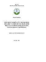 Góp phần nghiên cứu thành phần hóa học và một số tác dụng sinh học của vị thuốc kim ngân dây (lonnicera japonica caprifoliaceae)