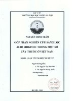 Góp phần nghiên cứu sàng lọc acid shikimic trong một số cây thuốc ở việt nam