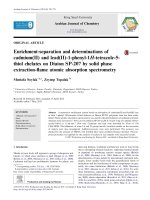 Enrichment separation and determinations of cadmium(II) and lead(II) 1 phenyl 1h tetrazole 5 thiol chelates on diaion SP 207 by solid phase extraction flame atomic absorption spectrometry