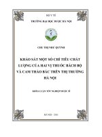 Khảo sát một số chỉ tiêu chất lượng của hai vị thuốc bách bộ và cam thảo bắc trên thị trường hà nội