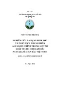 Nghiên cứu đa dạng sinh học và phân tích thành phần ALCALOID chính trong một số loài thuộc chi MAHONIA NUTTALL ở miền bắc việt nam