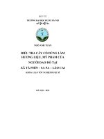 Điều tra cây cỏ dùng làm thuốc hương liệu, mỹ phẩm của người dao đỏ tại xã tả phìn SAPA  lào cai