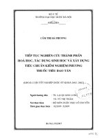 Tiếp tục nghiên cứu thành phần hóa học, tác dụng sinh học và xây dựng tiêu chuẩn kiểm nghiệm phương thuốc tiêu dao tán