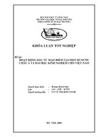 Hoạt động đầu tư mạo hiểm tại một số nước châu á và bài học kinh nghiệm cho việt nam 
