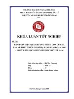 Đánh giá hiệu quả chương trình ODA của hà lan về phát triển cơ sở hạ tầng giai đoạn 2005 2009 và bài học kinh nghiệm cho việt nam 