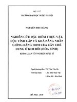 Nghiên cứu đặc điểm thực vật, độc tính cấp và khả năng nhân giống bằng hom của cây chè dung ở kim bôi hoà bình