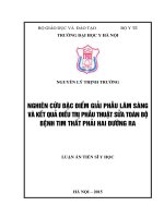 Nghiên cứu đặc điểm giải phẫu lâm sàng và kết quả sớm điều trị phẫu thuật sửa toàn bộ bệnh tim thất phải hai đường ra