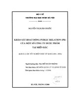 Khảo sát hoạt động public relation (PR) của một số công ty dược phẩm tại miền bắc