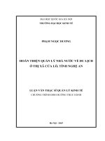 Hoàn thiện quản lý nhà nước về du lịch ở thị xã cửa lò, tỉnh nghệ an  luận văn ths 