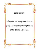 Kế hoạch lao động   việc làm và giải pháp thực hiện trong thời kỳ 2006 2010 ở việt nam 