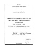 Nghiên cứu nguồn thuốc cung ứng của công ty cổ phần dược trung ương mediplantex giai đoạn 2001 2005