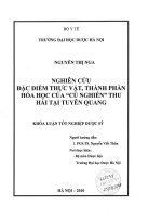 Nghiên cứu đặc điểm thực vật thành phần hoá học và tác dụng sinh học của củ nghiến thu hái tại tuyên quang