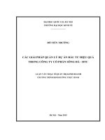 Các giải pháp quản lý dự án đầu tư hiệu quả trong công ty cổ phần sông đà   HTC 