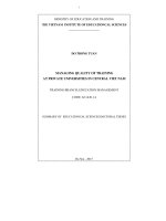 Training quality management at the private university of central region of vietnam