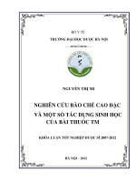 Nghiên cứu bào chế cao đặc và một số tác dụng sinh học của bài thuốc TM