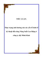 Thực trạng ảnh hưởng của các yếu tố kinh tế kỹ thuật đến tăng năng suất lao động ở công ty dệt minh khai 