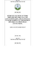 Đánh giá tác dung invitro trên sỏi tiết niệu của ỹ dĩ ( coix lachryma   jobi l ,họ lúa poacêa) và sơ bộ nghiên cứu thành phần hoá học của phân đoạn có tác dụng