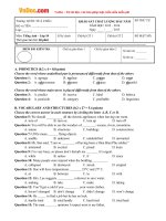 Đề thi KSCL đầu năm môn tiếng anh lớp 10 trường quốc tế á châu năm 2015