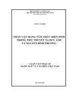 Nhân vật mang tâm thức hiện sinh trong tiểu thuyết tạ duy anh và nguyễn bình phương (LV1235)