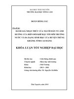 Đánh giá nhận thức của người dân về ảnh hưởng của biến đổi khí hậu tới môi trường nước và đa dạng sinh học của huyện trùng khánh, tỉnh cao bằng
