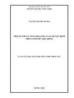 Một số thuật toán khai phá luật quyết định trên cơ sở dữ liệu di động