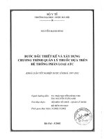 Bước đầu thiết kế và xây dựng chương trình quản lý thuốc dựa trên hệ thống phân loại ATC