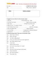 Đề kiểm tra viết số 1 môn tiếng anh lớp 7