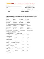 Bài kiểm tra số 1 môn tiếng anh lớp 6