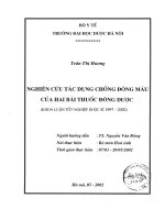 Nghiên cứu tác dụng chống đông máu của hai bài thuốc đông dược