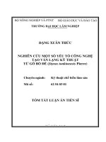 Tóm tắt luận án tiến sĩ nghiên cứu một số yếu tố công nghệ tạo ván lạng kỹ thuật từ gỗ bồ đề (styrax tonkinensis pierre)