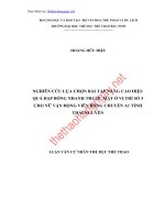 Nghiên cứu lựa chọn bài tập nâng cao hiệu quả hiệu quả đập bóng nhanh trước mặt ở vị trí số 3 cho nữ vđv bóng chuyền tỉnh thái nguyên