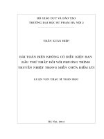 Bài toán biên không có điều kiện ban đầu thứ nhất đối với phương trình truyền nhiệt trong miền chứa các điểm lùi(1211)