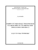 Nghiên cứu một số đặc tính sinh dươc của dịch chiết của cấy diệp hạ châu (phyllanthus urinaria l )