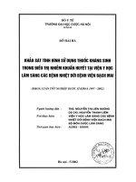 Khảo sát tình hình sử dụng thuốc kháng sinh trong điều trị nhiễm khuẩn huyết tại viện y học lâm sàng các bệnh nhiệt đới bệnh viện bạch mai