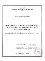 Nghiên cứu tác dụng kháng khuẩn, kháng nấm của một số dẫn chất 5   nitrofurfural