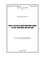 Quản lý nợ xấu tại ngân hàng nông nghiệp và phát triển nông thôn việt nam 