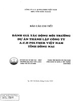 Báo cáo tác động môi trường dự án thành lập công ty a c h POLYMER việt nam  tỉnh đồng nai